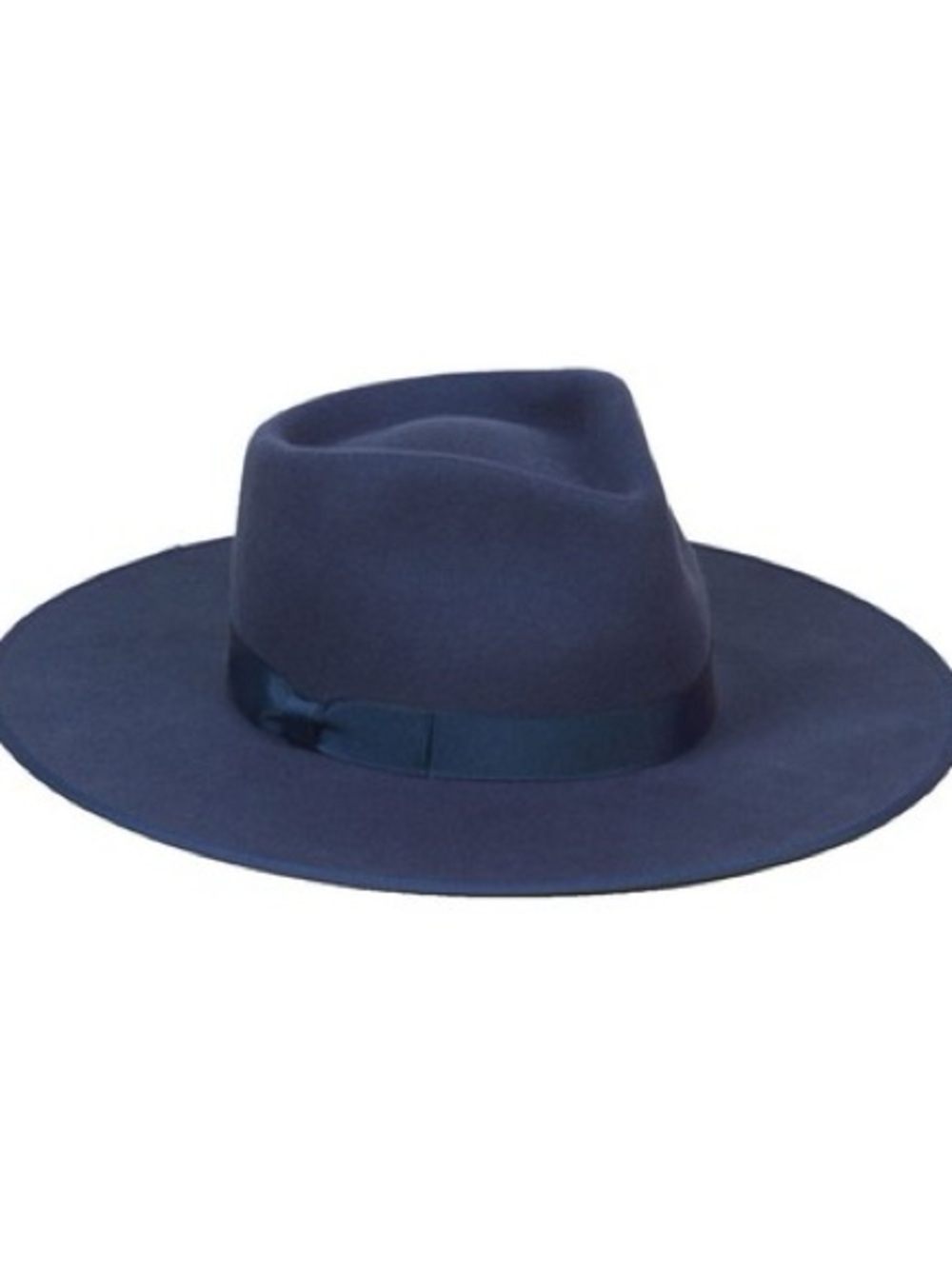 Brixton California Classic Wide-Brim Wool Fedora Hat in Deep Navy